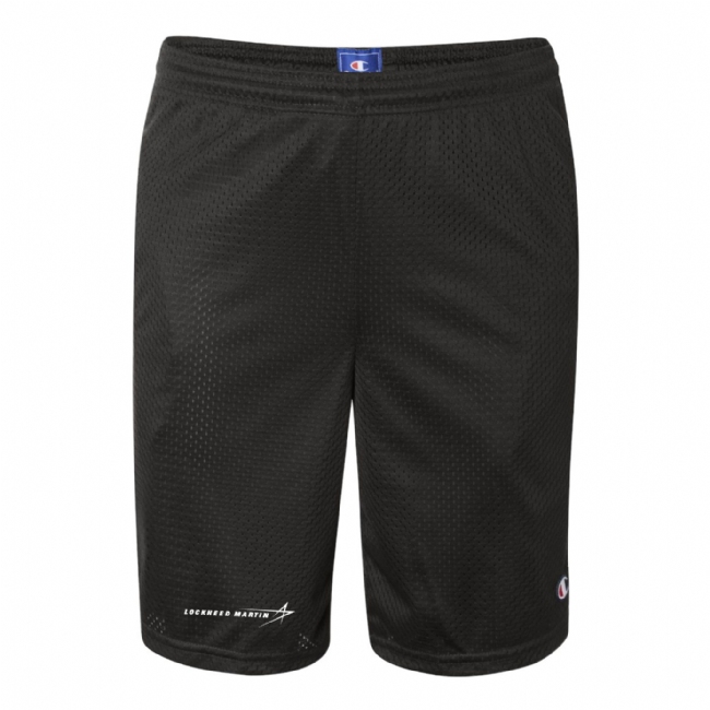 Champion Polyester Mesh 9" Shorts with Pockets - Black